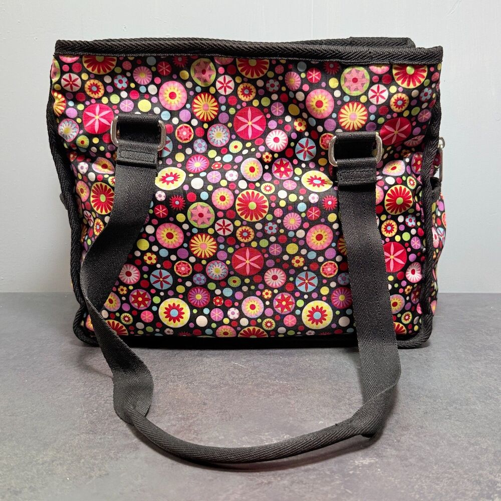 Street Lites Medium 9 Pocket Organizer Black Multicolor Floral Shoulder Bag - Picture 3 of 8